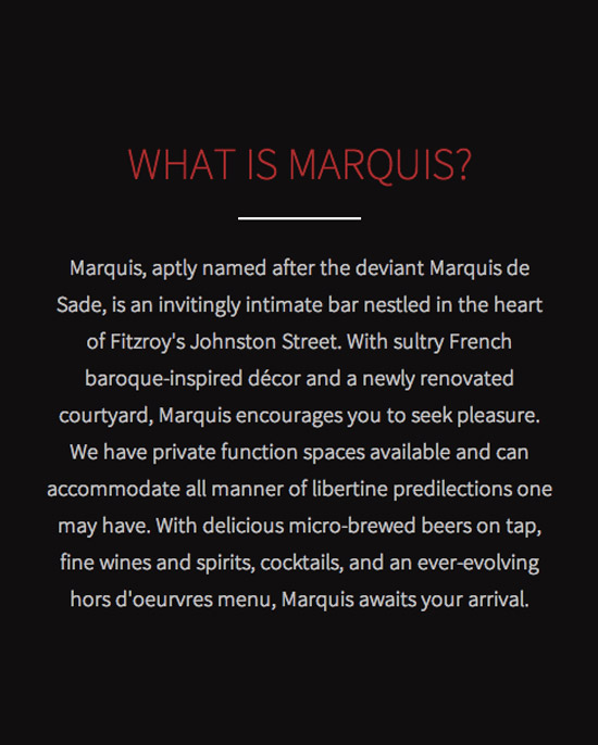 Marquis Bar Website